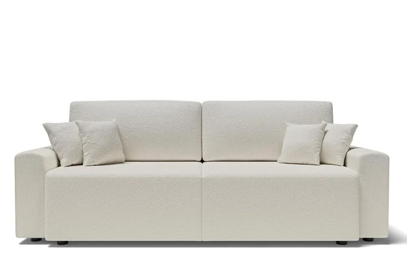 BAÏTA Canapé Droit Milo 3 Places en Tissu Bouclette Blanc