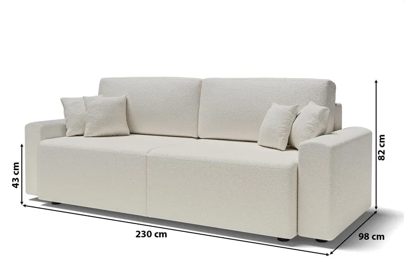 BAÏTA Canapé Droit Milo 3 Places en Tissu Bouclette Blanc