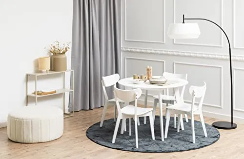 AC Design Furniture Roxanne Table à Manger pour 4 Personnes en Blanc 105 x 76 cm - Table de Cuisine avec Peinture Blanche - Style rétro Moderne pour Salle à Manger - Table à Manger Ronde