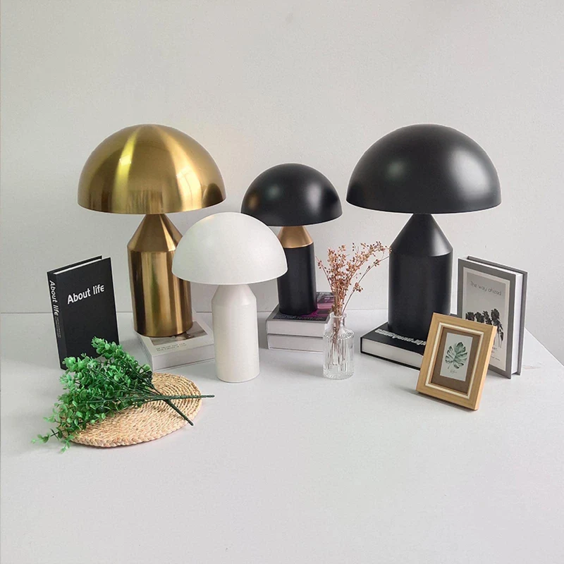 Lampe De Table En Or Blanc Noir Lampe De Table Champignon Créative Pour Chambre Étude Salon Décoration Lampe De Bureau