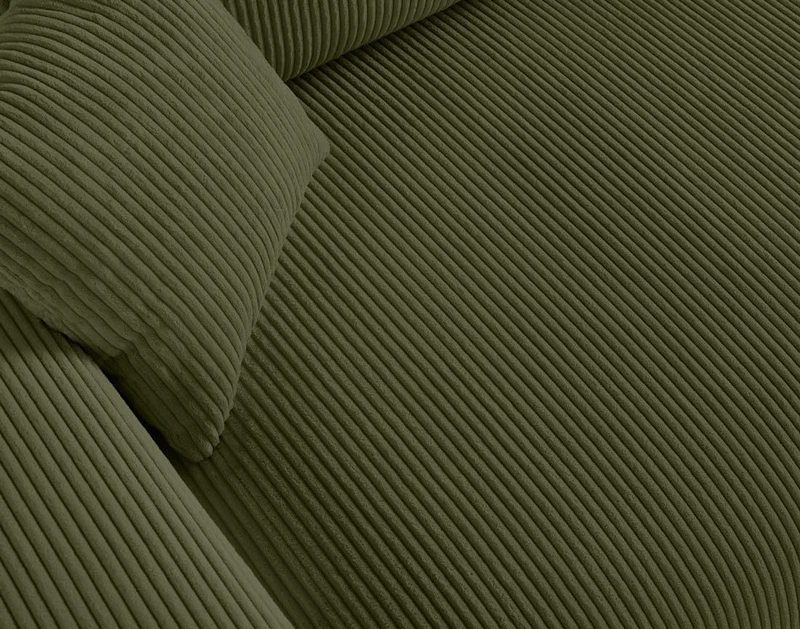 Lisa Design - Canapé Garance en Velours Côtelé - Sofa Vert 3 Places - Salon