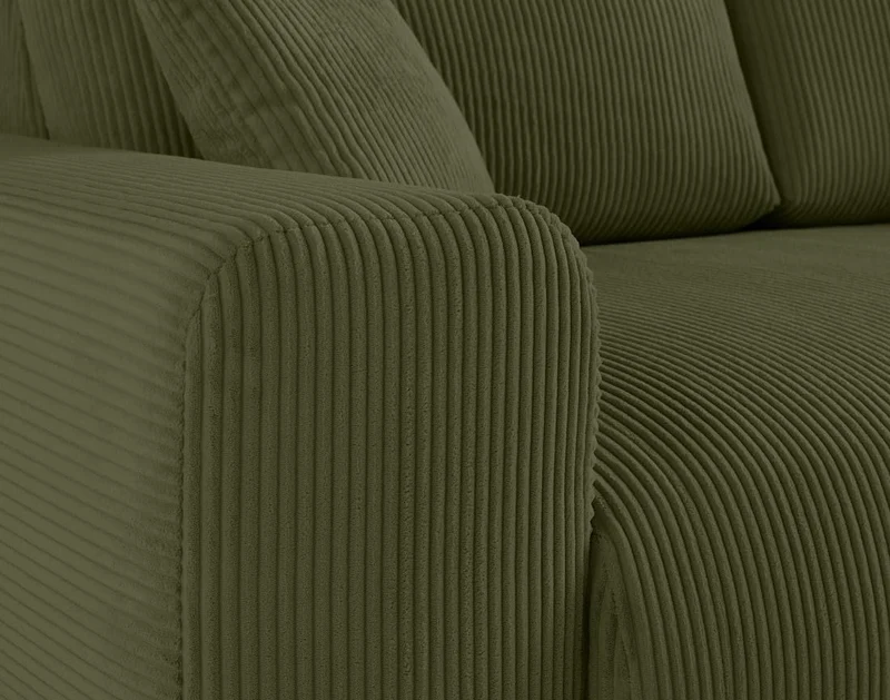 Lisa Design - Canapé Garance en Velours Côtelé - Sofa Vert 3 Places - Salon