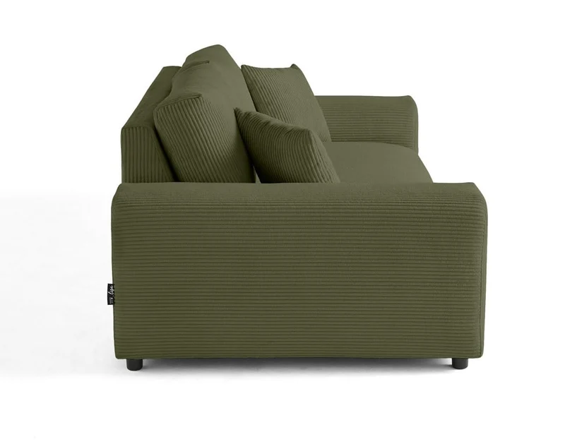 Lisa Design - Canapé Garance en Velours Côtelé - Sofa Vert 3 Places - Salon