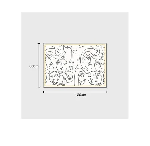 Tapis Style Moderne Tapis Poils Ras Visage Humain de Lineart Abstrait Blanc Noir pour la Chambre, Salle de Jeux 80*120