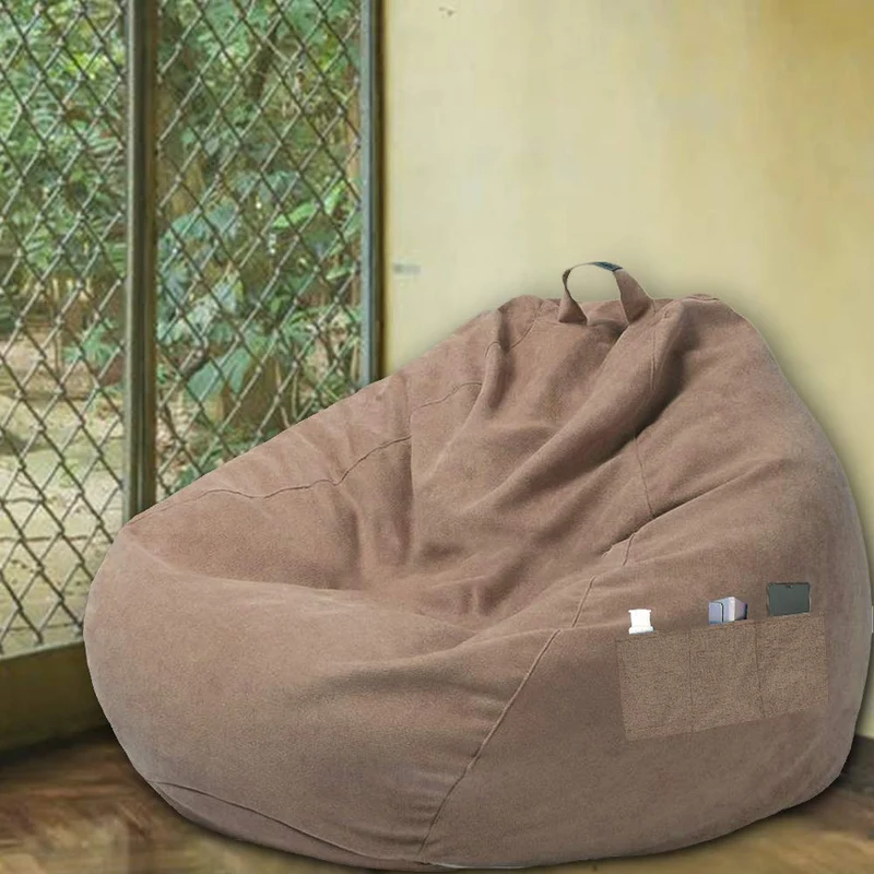 Pouf Poire Adulte et Enfants,Pouf Classique, Fauteuil de Pouf Poire d’intérieur et d’extérieur, Pouf sans Remplissage,Grand,Housse Pouf Poire (XL Marron)