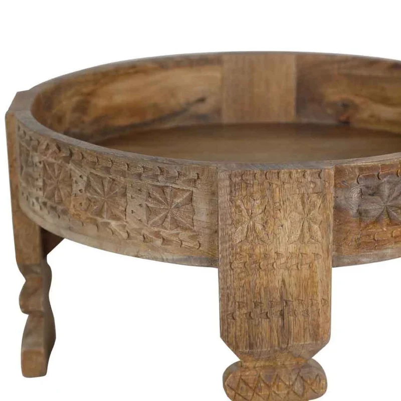 Casa Moro Table d´appoint Table Basse Marocaine Table de Chevet Ronde Bois Massif diametre 55 cm bohème Chic CAC30NR
