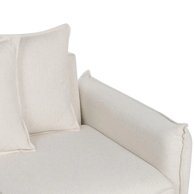 Beliani Canapé Convertible Couchage Moderne avec Rangement Coussins Dossier Housses Amovibles en Tissu Blanc Cassé Krama