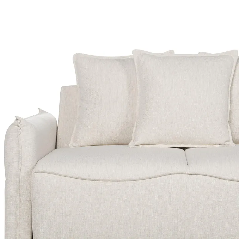 Beliani Canapé Convertible Couchage Moderne avec Rangement Coussins Dossier Housses Amovibles en Tissu Blanc Cassé Krama