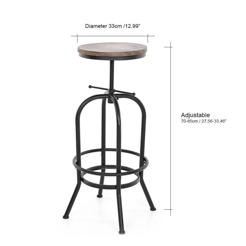 Kosmi Tabouret de Bar LOFT à vis Style Industriel réglable en Hauteur