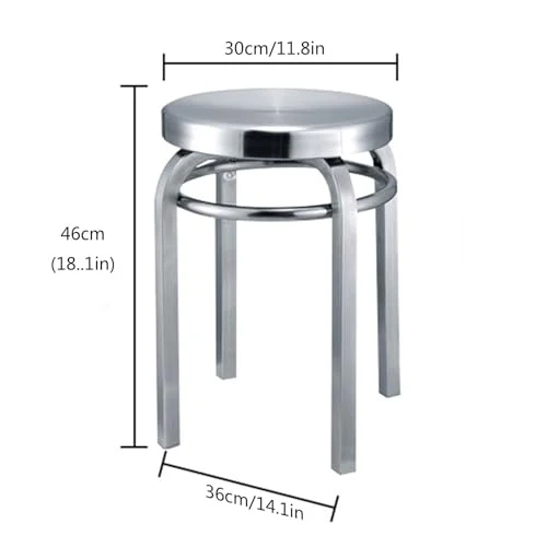 Tabourets de bar industriels en acier inoxydable, chaises de salle à manger empilables et dos nu, hauteur de comptoir de 45,7 cm pour restaurants et bars, design rond en métal