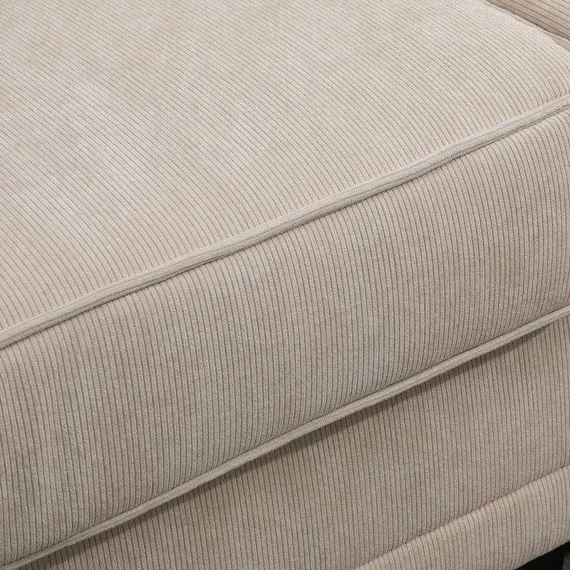 HOMCOM Canapé 3 Places en Tissu Velours côtelé, canapé Salon, 197 cm, avec accoudoirs et Dossier rembourrées, canapé avec 2 oreillers, Pieds en Bois Massif de pin, pour Salon, Chambre, Bureau, Beige