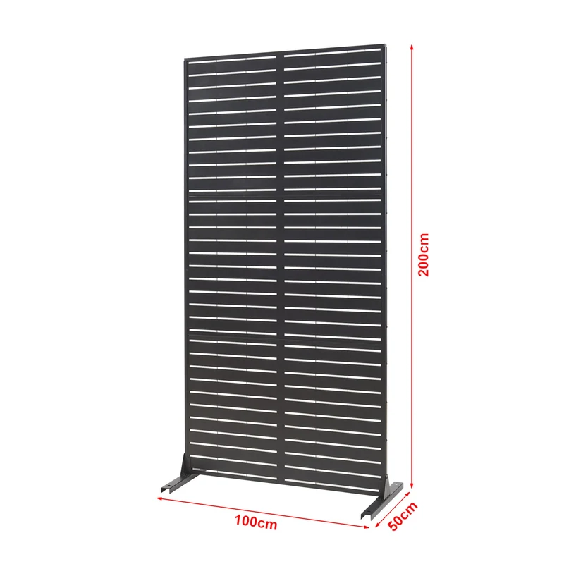 casa.pro Cloison de Séparation Intérieur Paravent Séparateur de Pièce Design Moderne pour Délimiter Différentes Espaces avec Motif Décoratif Salon Séjour Bureau Acier Galvanisé 200 x 100 x 50 cm Noir