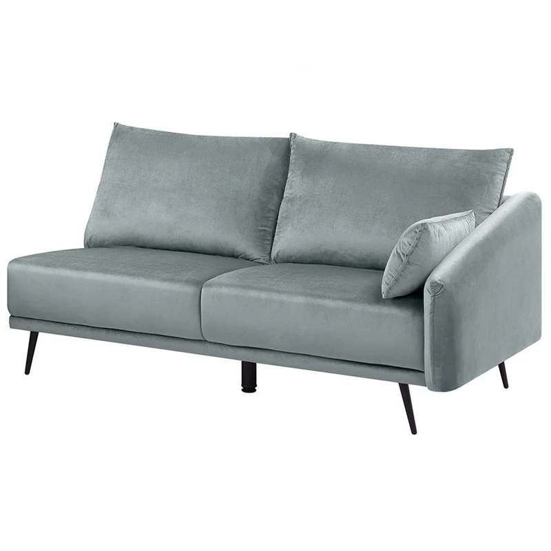Canapé d'Angle Côté Droit en Velours Gris de Qualité sur Pieds Noirs Design Chic et Élégant pour Salon Moderne et Glamour Beliani