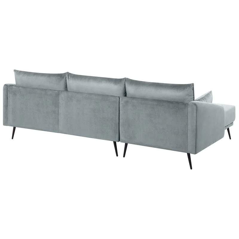 Canapé d'Angle Côté Droit en Velours Gris de Qualité sur Pieds Noirs Design Chic et Élégant pour Salon Moderne et Glamour Beliani