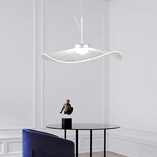 Lampe à suspension en feuille de Lotus Creative Aluminium + Acrylique Design Lampes suspendues Plafonnier à tête unique Suspension à hauteur réglable Fil Lumières pour le hall de l'hôtel de la chambre