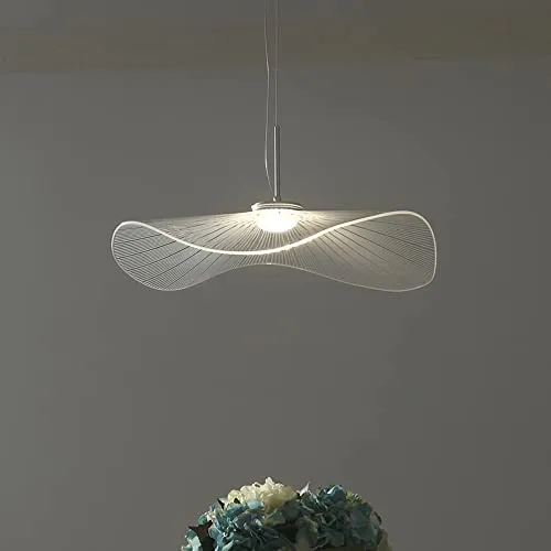 Lampe à suspension en feuille de Lotus Creative Aluminium + Acrylique Design Lampes suspendues Plafonnier à tête unique Suspension à hauteur réglable Fil Lumières pour le hall de l'hôtel de la chambre