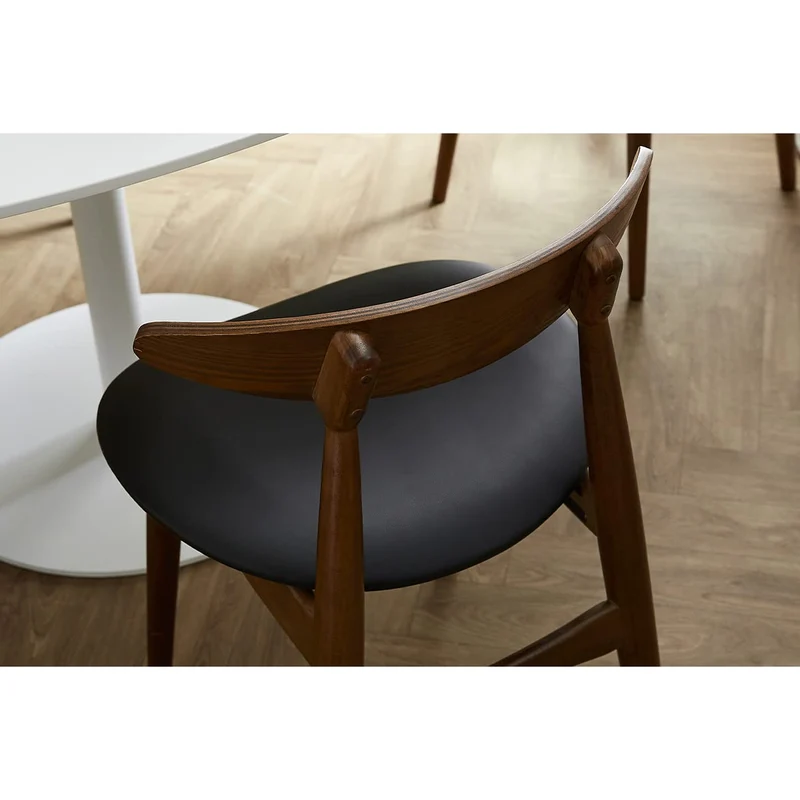 Miliboo Chaises Vintage en Bois foncé et Noir (Lot de 2) Walford