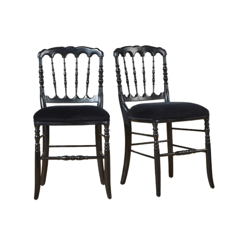 Robin des bois 2 Chaises Napoléon III, laquées Noires et Velours