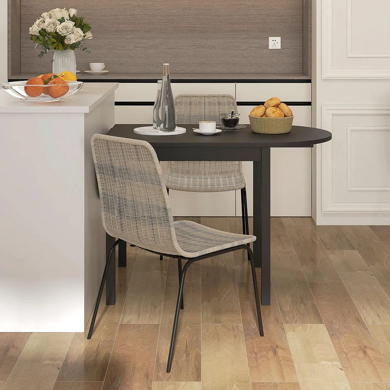 HOMCOM Lot de 2 chaises de Salle à Manger élégantes Chaise de Cuisine Chaise rotin piètement Acier, pour Salle à Manger, Salon, Cuisine
