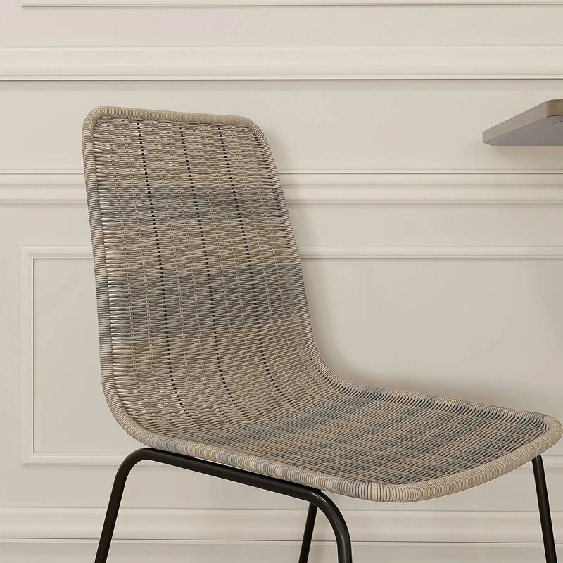 HOMCOM Lot de 2 chaises de Salle à Manger élégantes Chaise de Cuisine Chaise rotin piètement Acier, pour Salle à Manger, Salon, Cuisine