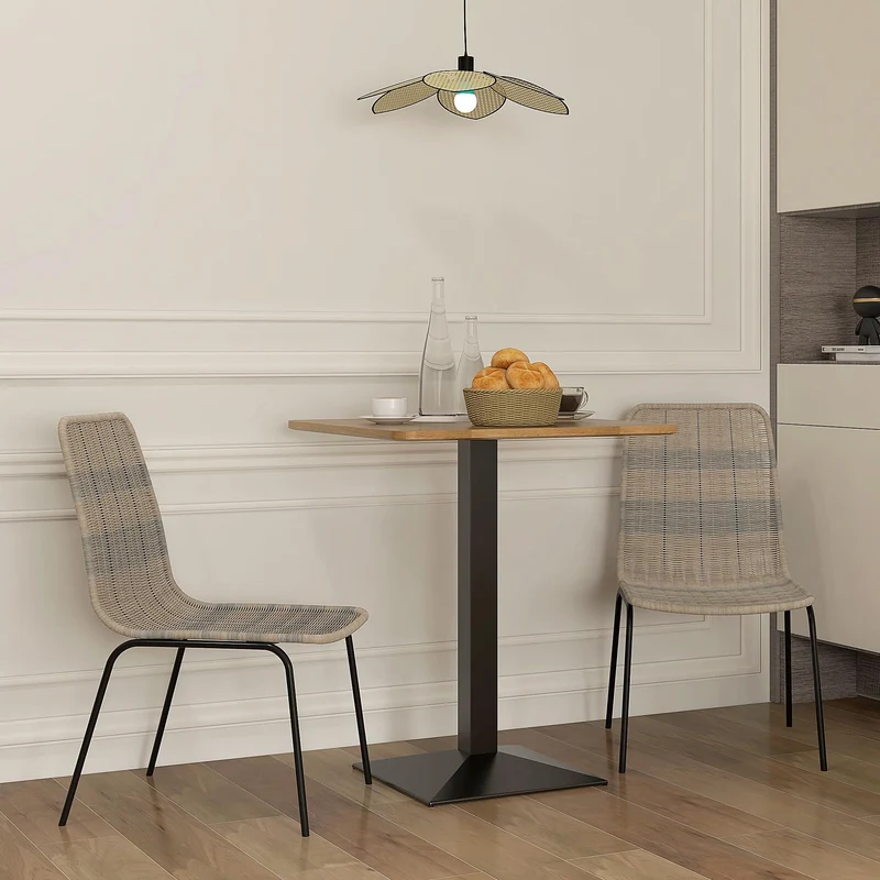 HOMCOM Lot de 2 chaises de Salle à Manger élégantes Chaise de Cuisine Chaise rotin piètement Acier, pour Salle à Manger, Salon, Cuisine