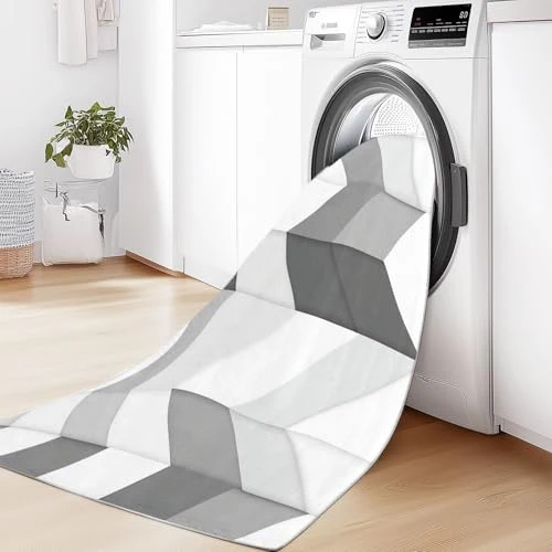 Tapis de Salon Géométrique Forme en V Triangle - Grand Tapis Lavable Super Doux et Antidérapant, Moquette Poil Ras Chambre, pour Manger, l'entrée et la Cuisine, 160x230 cm, Gris