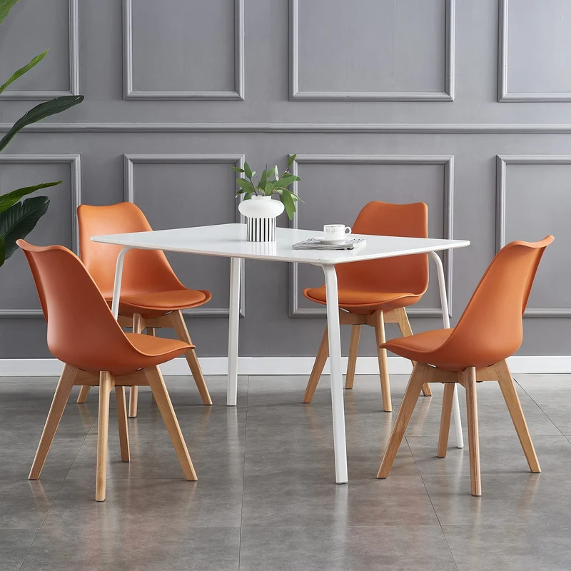 mcc direct Eva Lot de 4 chaises de salle à manger, de cuisine, de bureau, de salon Orange