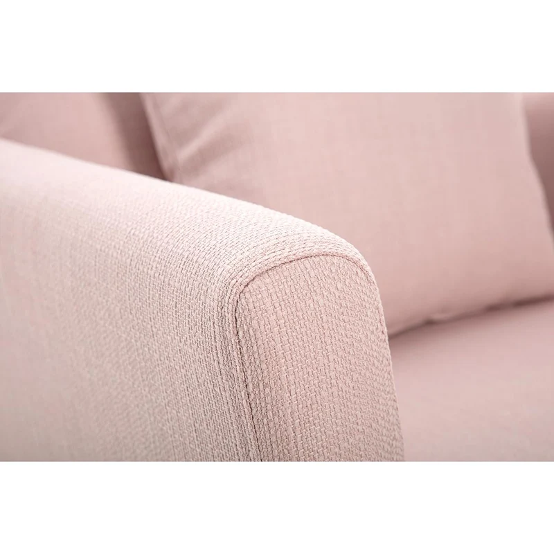 Miliboo Fauteuil scandinave déhoussable en Tissu Rose et Bois Clair Oslo