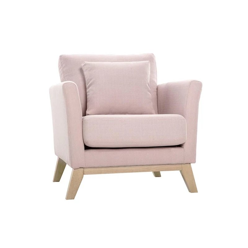 Miliboo Fauteuil scandinave déhoussable en Tissu Rose et Bois Clair Oslo