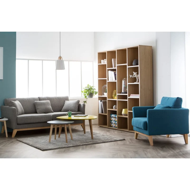 Miliboo Fauteuil scandinave déhoussable en Tissu Rose et Bois Clair Oslo