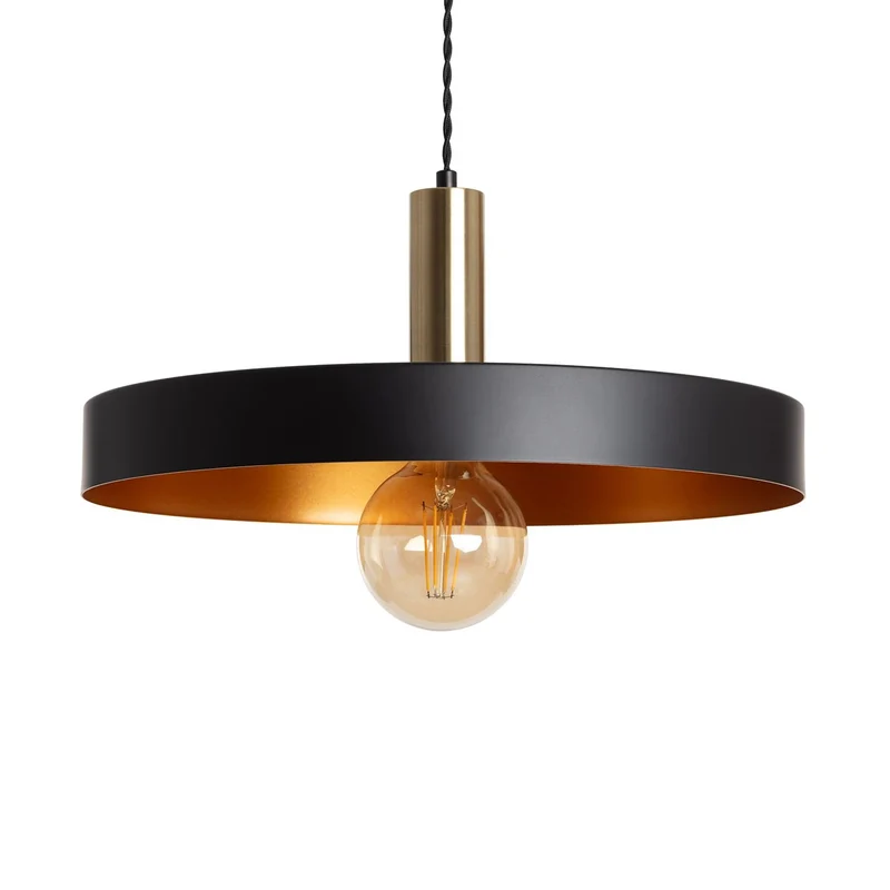 LEDKIA LIGHTING - Suspension Métal Furiko | Compatible Ampoules E27 220-240V | IP20 Intérieur | Aluminium et Acier | Câble Réglable 1560 mm | Design Industriel, Noir