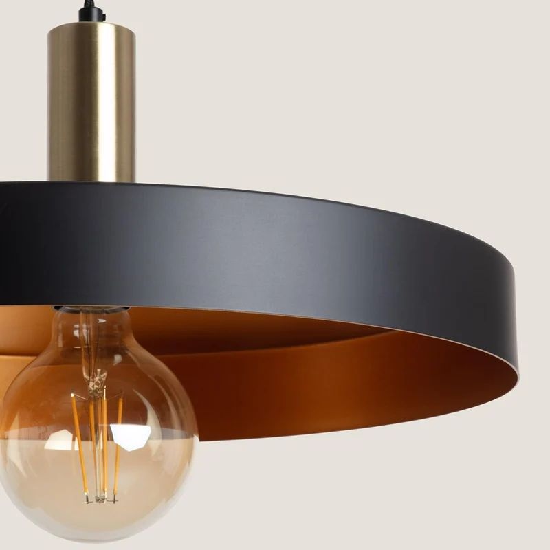 LEDKIA LIGHTING - Suspension Métal Furiko | Compatible Ampoules E27 220-240V | IP20 Intérieur | Aluminium et Acier | Câble Réglable 1560 mm | Design Industriel, Noir