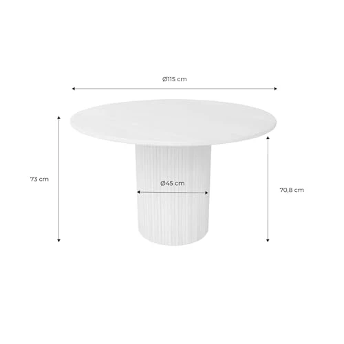 sweeek - Table à Manger Ronde Bois d'hévéa et placage chêne Noir 4 Places - Ø 115 x 73 cm - Estelle