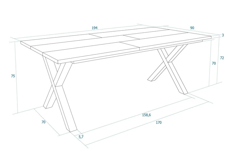 Skraut Home - Table à Manger | 10 Personnes | 200 | Robuste et Stable grâce à sa Structure et aux Pieds Solides | Idéal pour Les rassemblements de Famille | Noir | Style Industriel