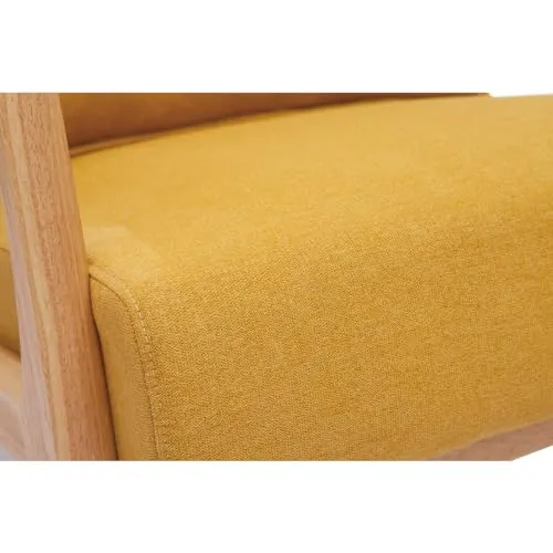 Miliboo Fauteuil scandinave en Tissu Effet Velours Jaune Moutarde et Bois Clair Massif Derry