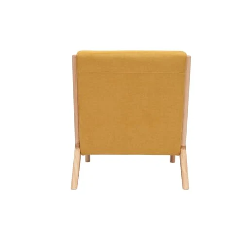 Miliboo Fauteuil scandinave en Tissu Effet Velours Jaune Moutarde et Bois Clair Massif Derry
