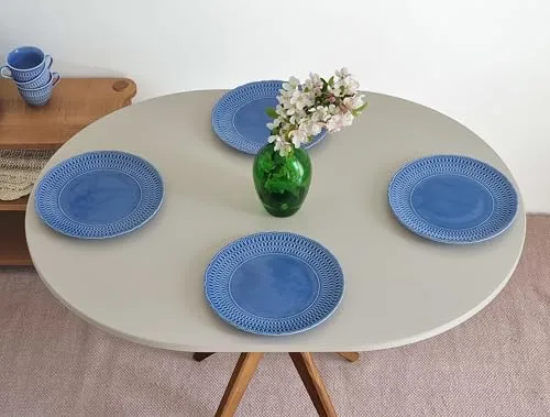 RAGABA Petite table à manger ovale 100 x 75 cm, cadre en X, table à manger pour 4 personnes, bois massif, moderne, peu encombrante | Blanc