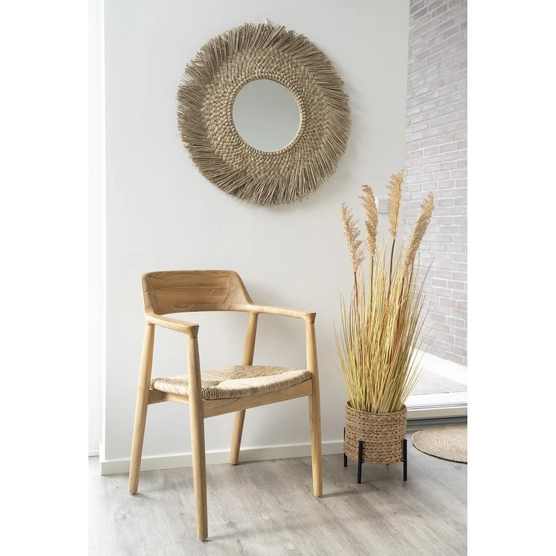 AltoBuy Vancouver - Lot de 4 Chaises en Bois de Sungai et Assise en Paille Naturelle