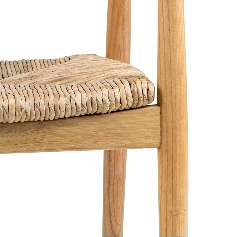 AltoBuy Vancouver - Lot de 4 Chaises en Bois de Sungai et Assise en Paille Naturelle