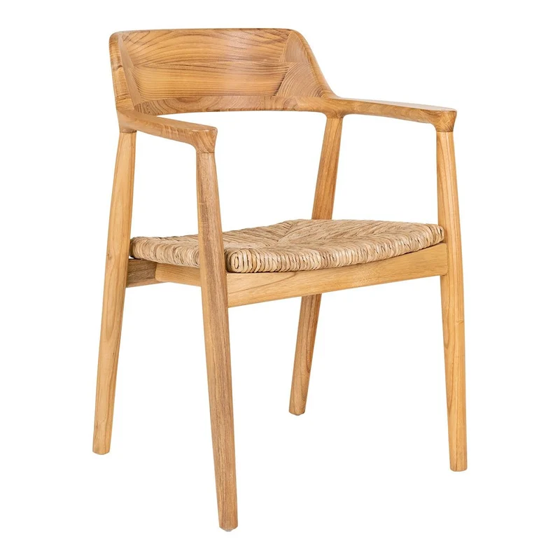 AltoBuy Vancouver - Lot de 4 Chaises en Bois de Sungai et Assise en Paille Naturelle