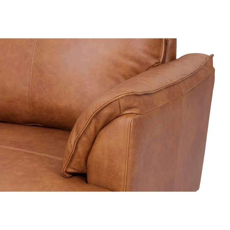 Soul Canapé en cuir 3 places Cognac Marron - Canapé en cuir véritable de qualité supérieure - Design scandinave - Ressorts ensachés - Pieds en métal - Confort moderne pour le salon - Intemporel et