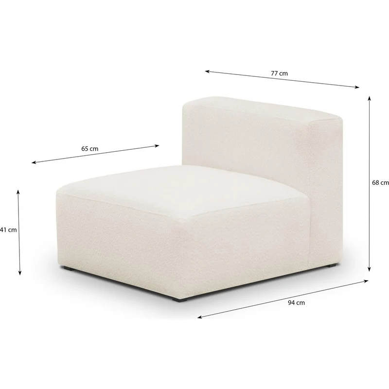 HOMIFAB Chauffeuse sans accoudoirs modulable en Tissu Bouclette écru - Modulo
