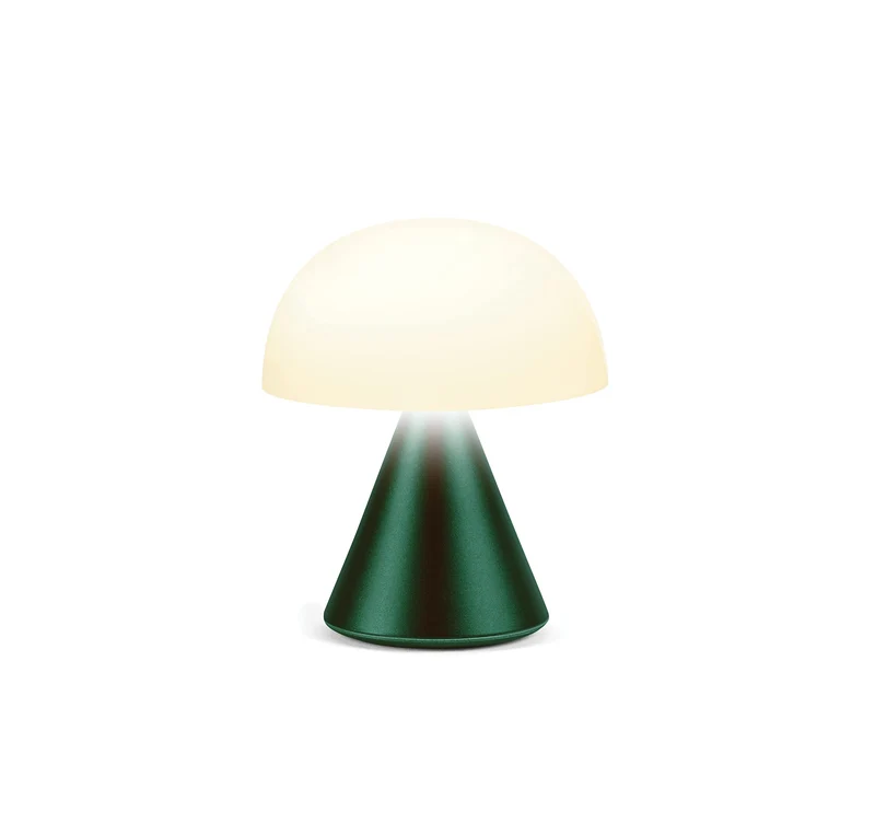 LEXON MINA Mini Lampe Champignon sans fil rechargeable, lampe LED à poser ou de chevet, à variateur d'intensité, jusqu'à 12h d'autonomie - Vert Sombre