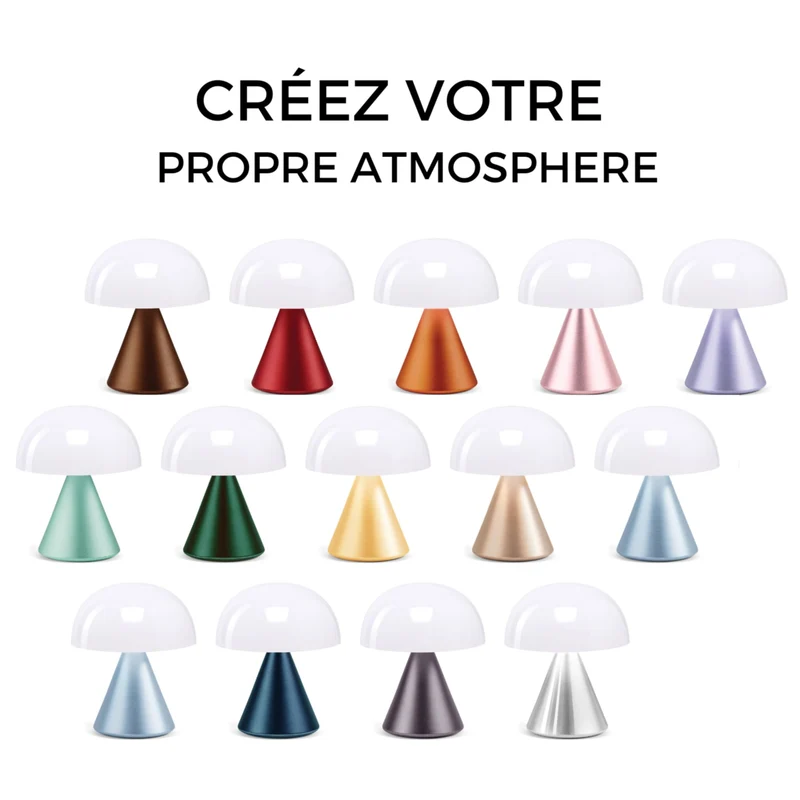 LEXON MINA Mini Lampe Champignon sans fil rechargeable, lampe LED à poser ou de chevet, à variateur d'intensité, jusqu'à 12h d'autonomie - Vert Sombre