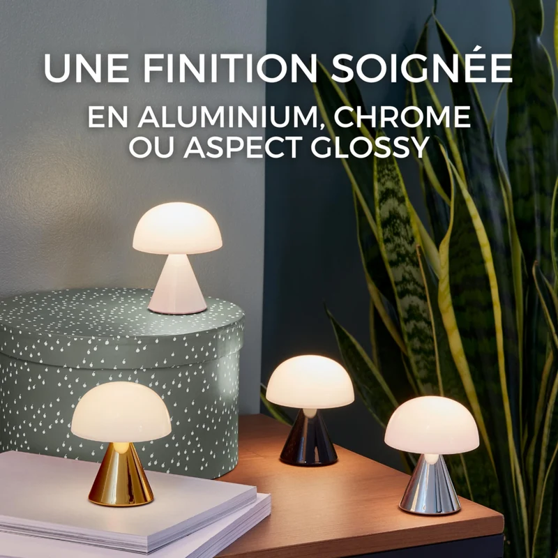 LEXON MINA Mini Lampe Champignon sans fil rechargeable, lampe LED à poser ou de chevet, à variateur d'intensité, jusqu'à 12h d'autonomie - Vert Sombre