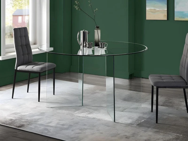 Vente-unique - Table à Manger en Verre trempé - 6 Personnes - Adamo