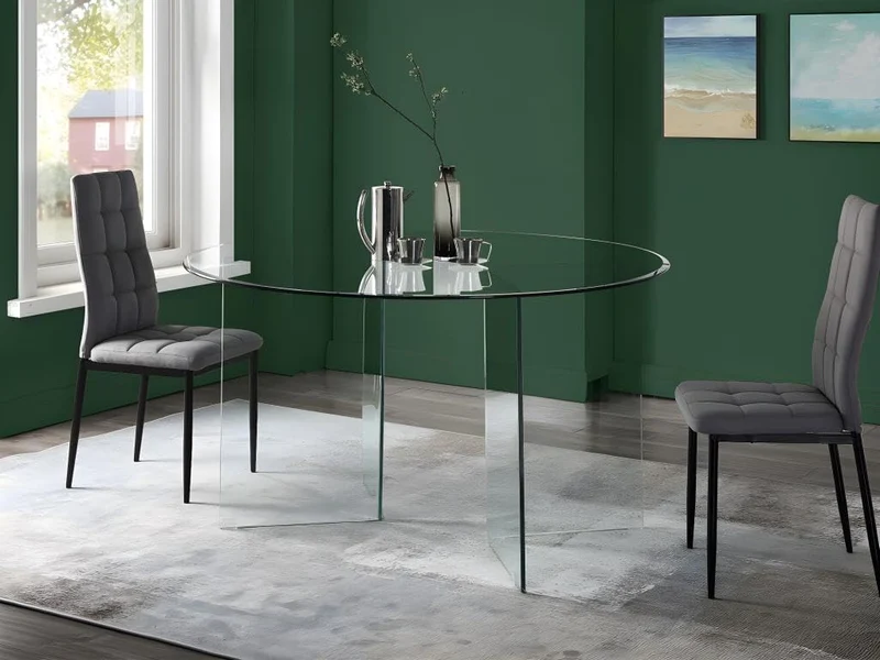 Vente-unique - Table à Manger en Verre trempé - 6 Personnes - Adamo
