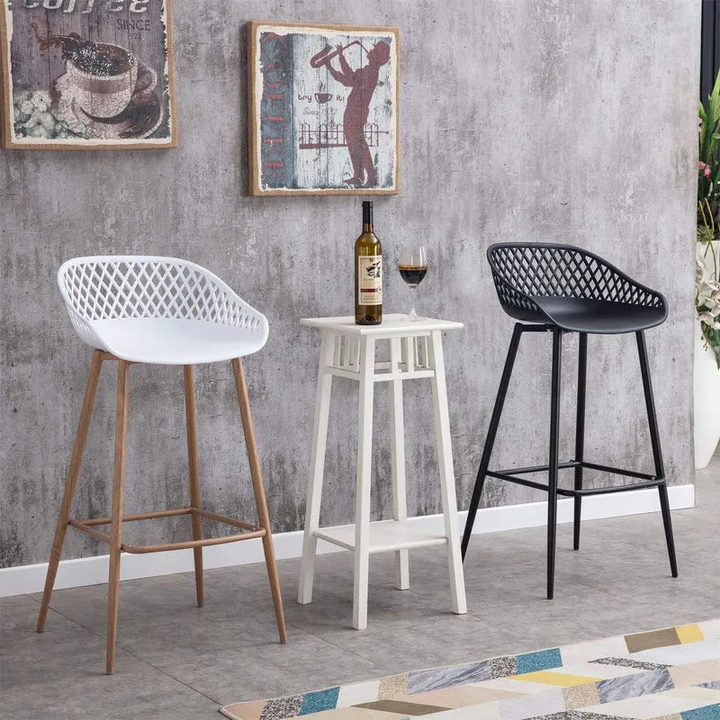 IDIMEX Lot de 2 tabourets de Bar IREK Chaise Haute pour Cuisine ou comptoir au Design Retro avec accoudoirs, en Plastique et métal Noirs, Hauteur d'assise 75 cm