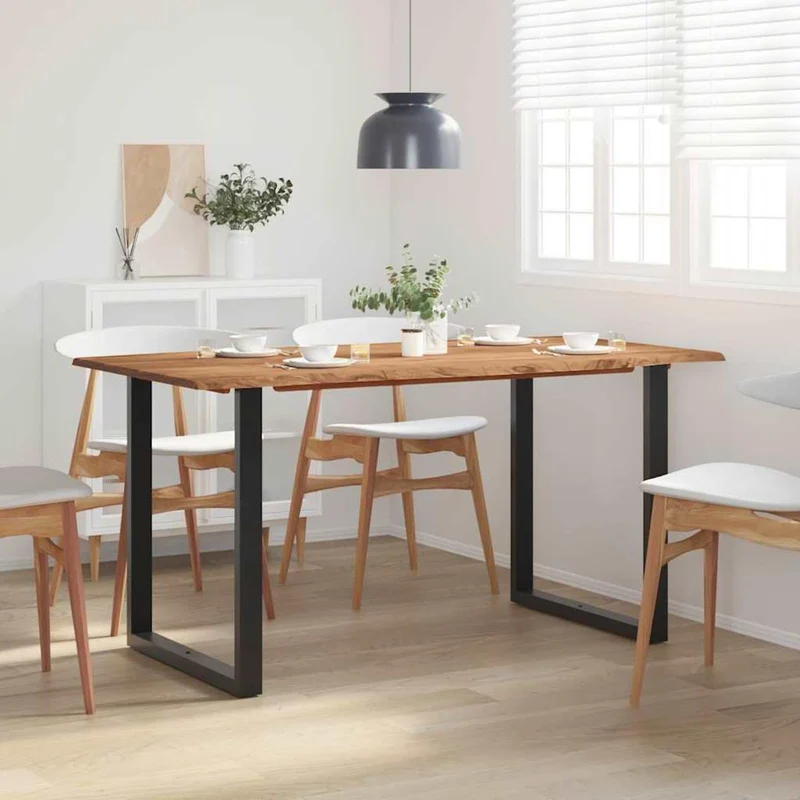 Tidyard Table de Salle à Manger Rectangulaire, Table de Repas Meuble à Manger, Table Console Extensible 160x80x76 cm Bois d'acacia Solide