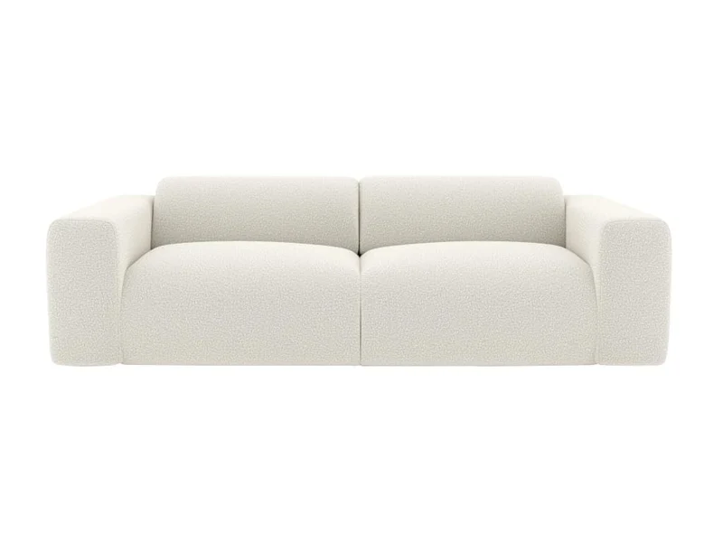 Vente-unique - Canapé 4 Places en Tissu Bouclette Blanc POGNI de Maison Céphy